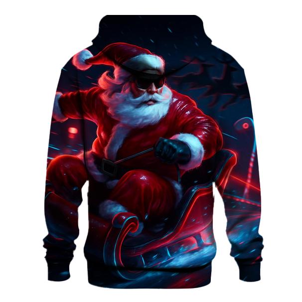 Neon Sleigh Drift Santa embroidered hoodies