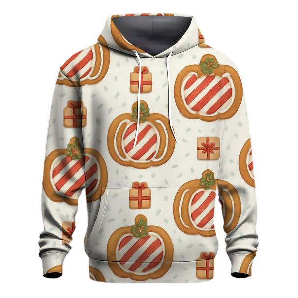 Ivory Gingerbread Pumpkin Grid On White Background designer hoodies