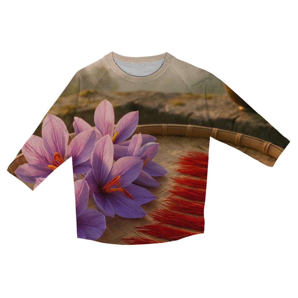 Saffron Crocus Stigmas Drying On A Stone Terrace In Kashmir fashion 3/4 sleeve shirts
