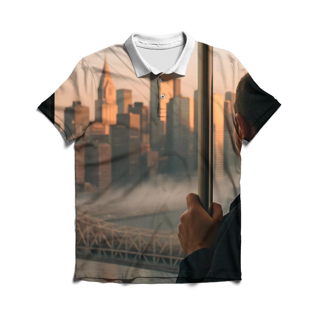 Tram Window Dawn Over Midtown designer slim fit polos