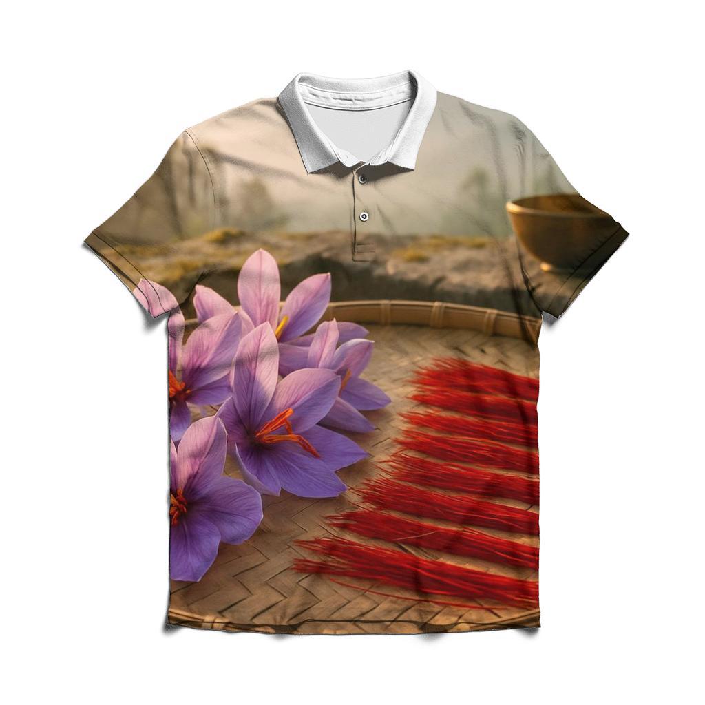 Saffron Crocus Stigmas Drying On A Stone Terrace In Kashmir designer slim fit polos