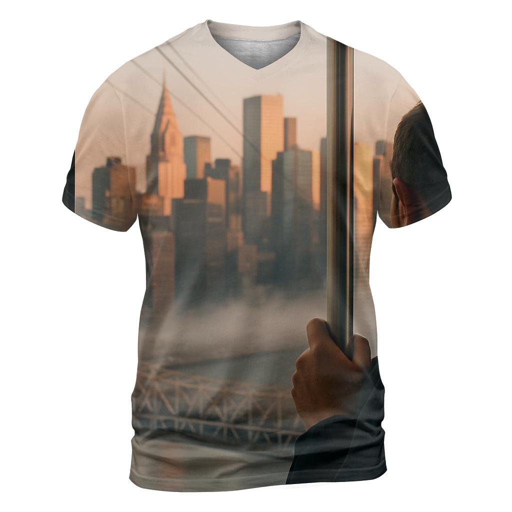 Tram Window Dawn Over Midtown unique graphic print tees