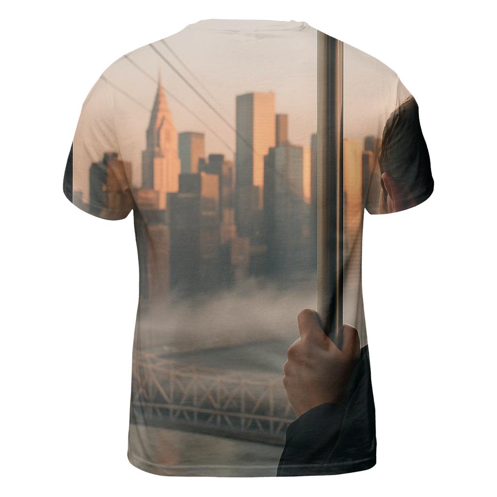 Tram Window Dawn Over Midtown unique graphic print tees