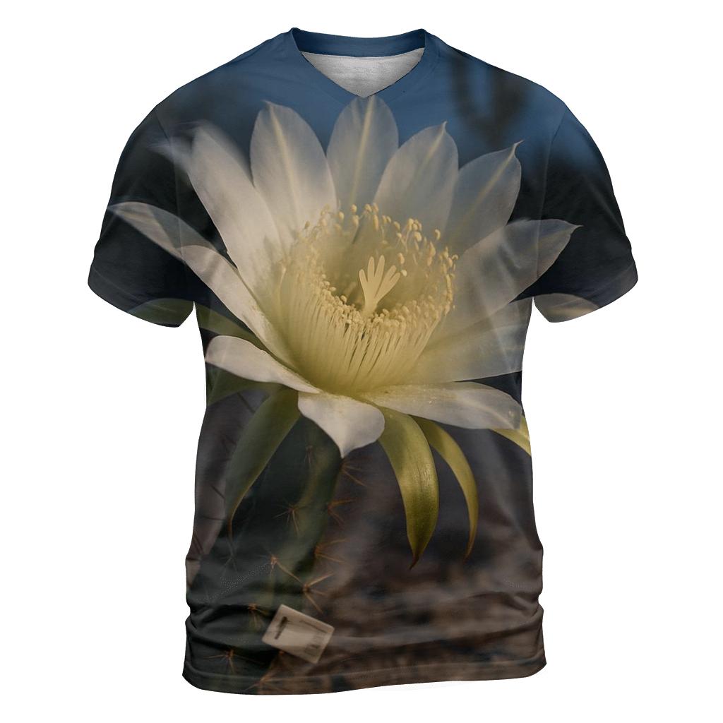 Night Blooming Cereus In A Desert Research Plot unique graphic print tees
