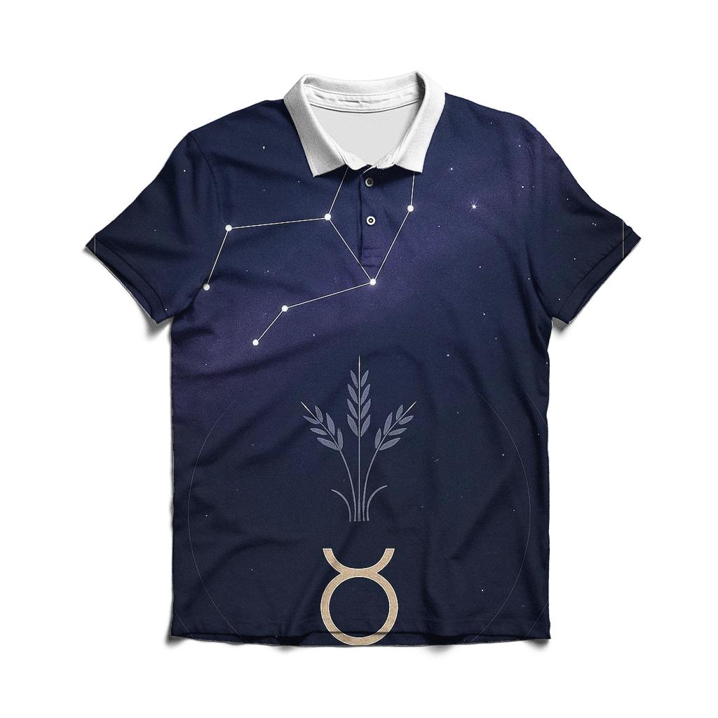 Virgo Harvest Star Chart With Mercury Sigil premium cotton polo shirts