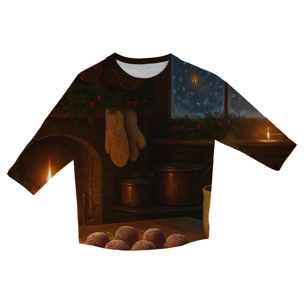 Candlelit Sugarplum Kitchen On Christmas Eve designer 3/4 sleeve blouses