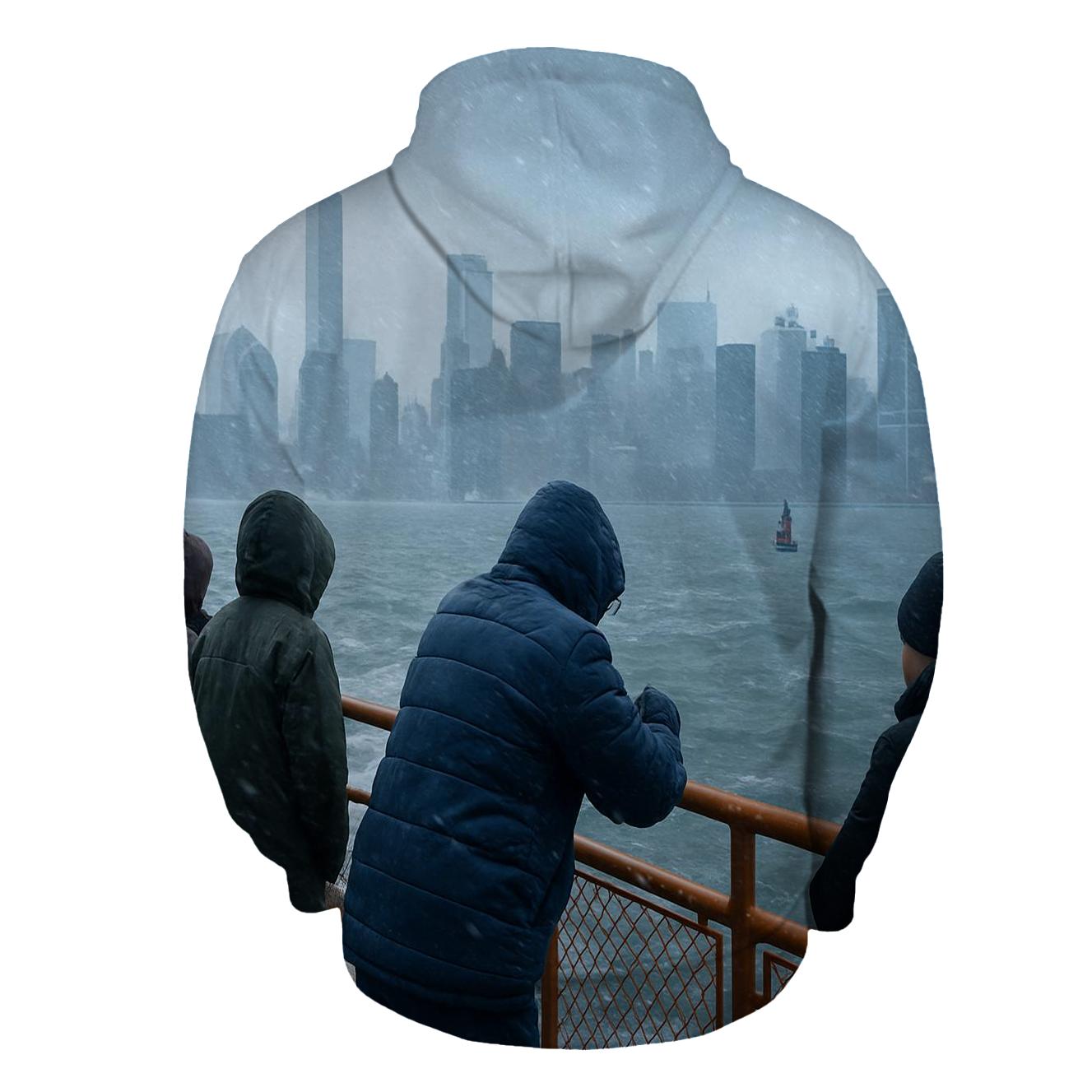 Snow Squall Panorama From The Staten Island Ferry lightweight hoodies