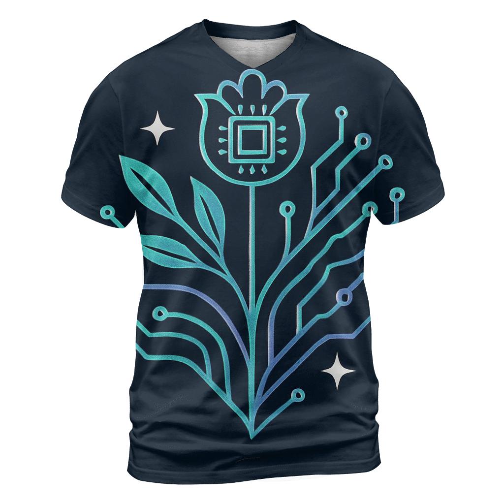 Aurora Circuit Botanical Emblem trendy printed shirt styles