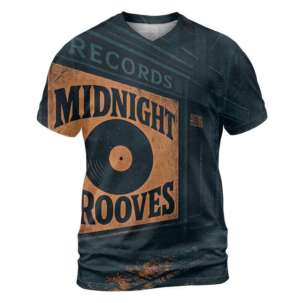 Worn Vinyl Record Shop Night Poster trendy printed shirt styles