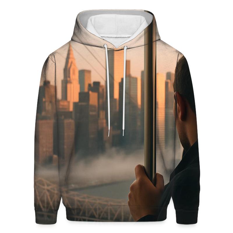 Tram Window Dawn Over Midtown premium hoodies
