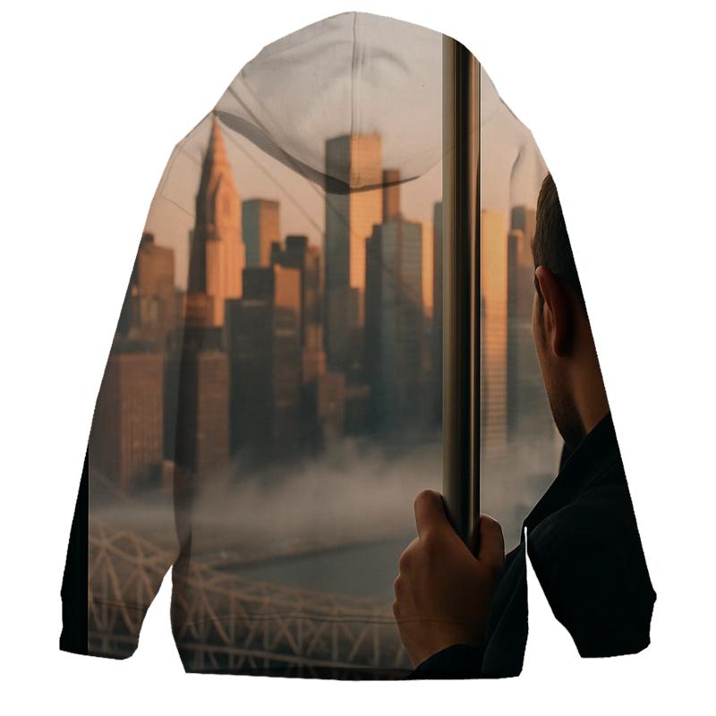 Tram Window Dawn Over Midtown premium hoodies