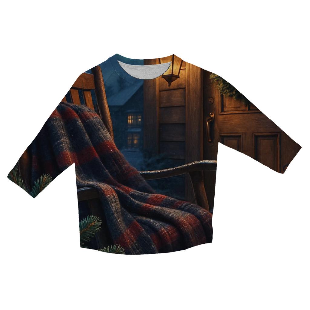 Evergreen Wreaths And Northern Lights Over The Snowy Porch stylish quarter sleeve tops