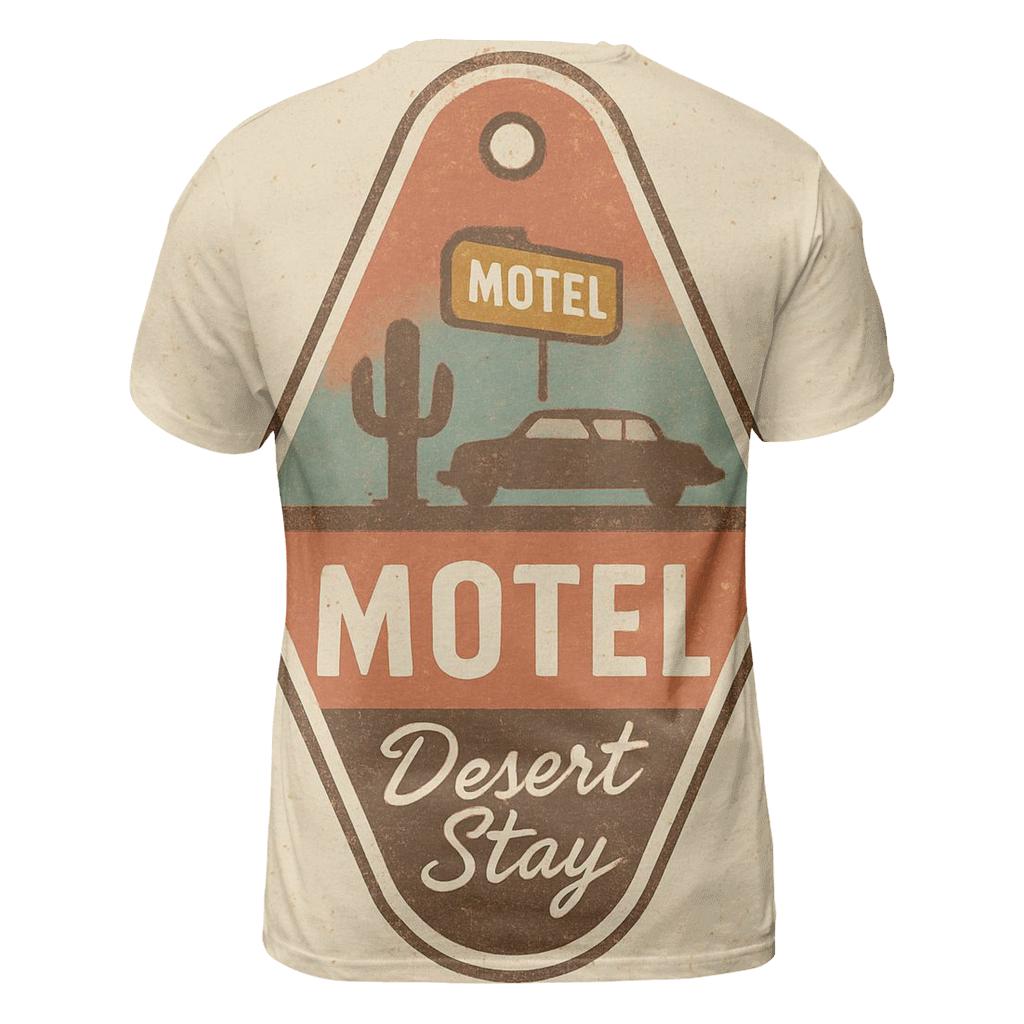 Retro Desert Motel Keychain Badge Design personalized full print shirts