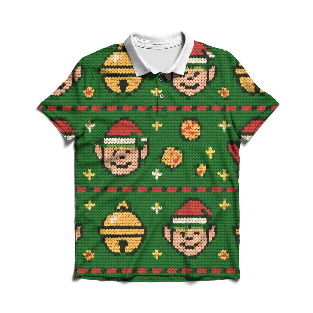 Tacky Elf Mittens Jingle Grid Design premium cotton polo shirts