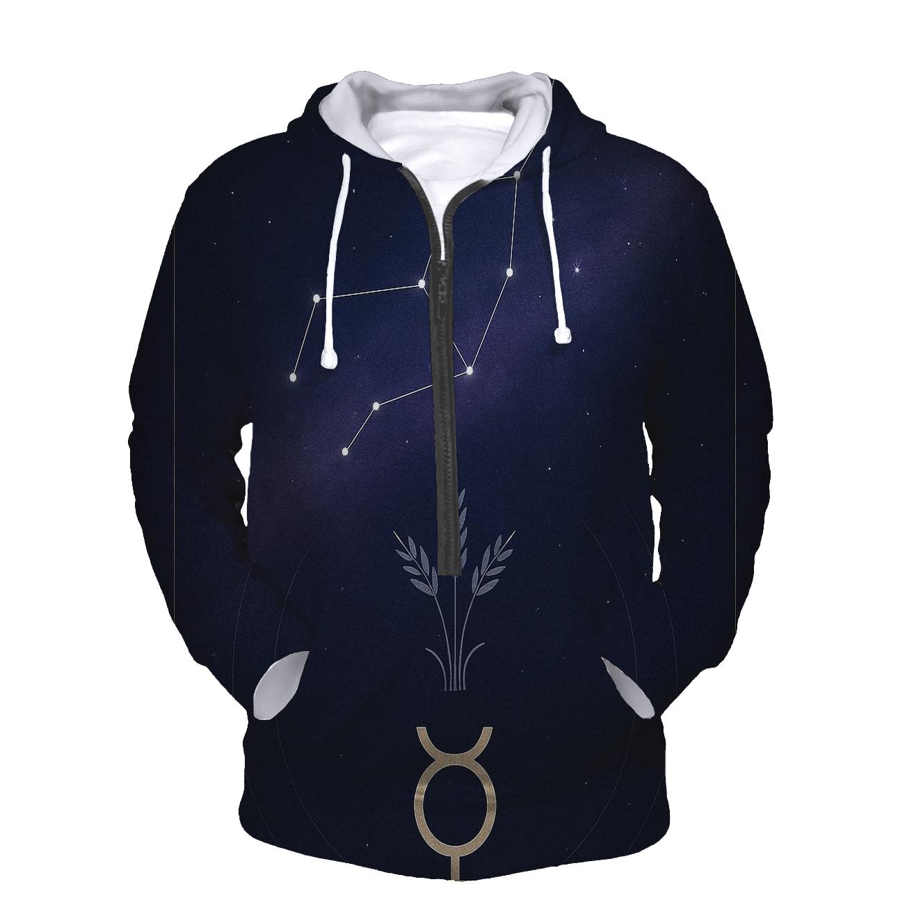 Virgo Harvest Star Chart With Mercury Sigil zip-up hoodies