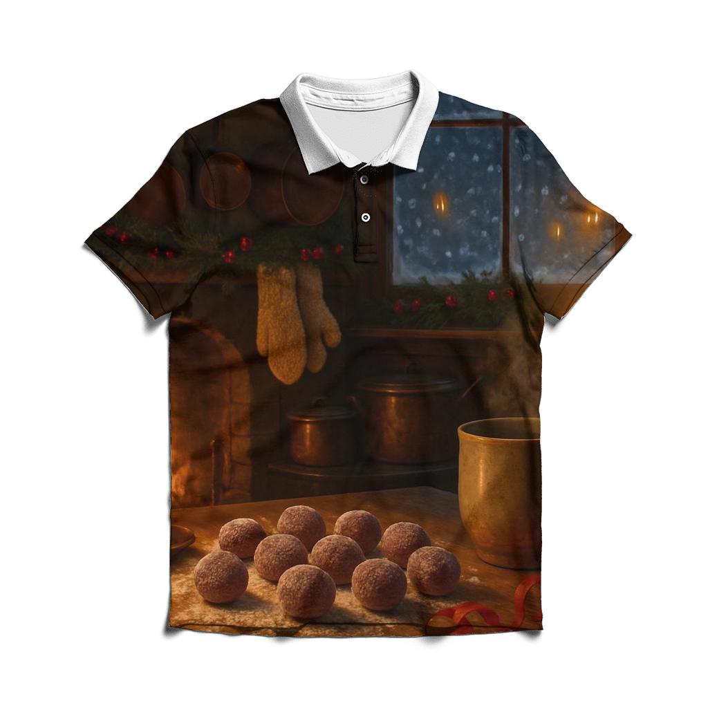 Candlelit Sugarplum Kitchen On Christmas Eve embroidered polo tops