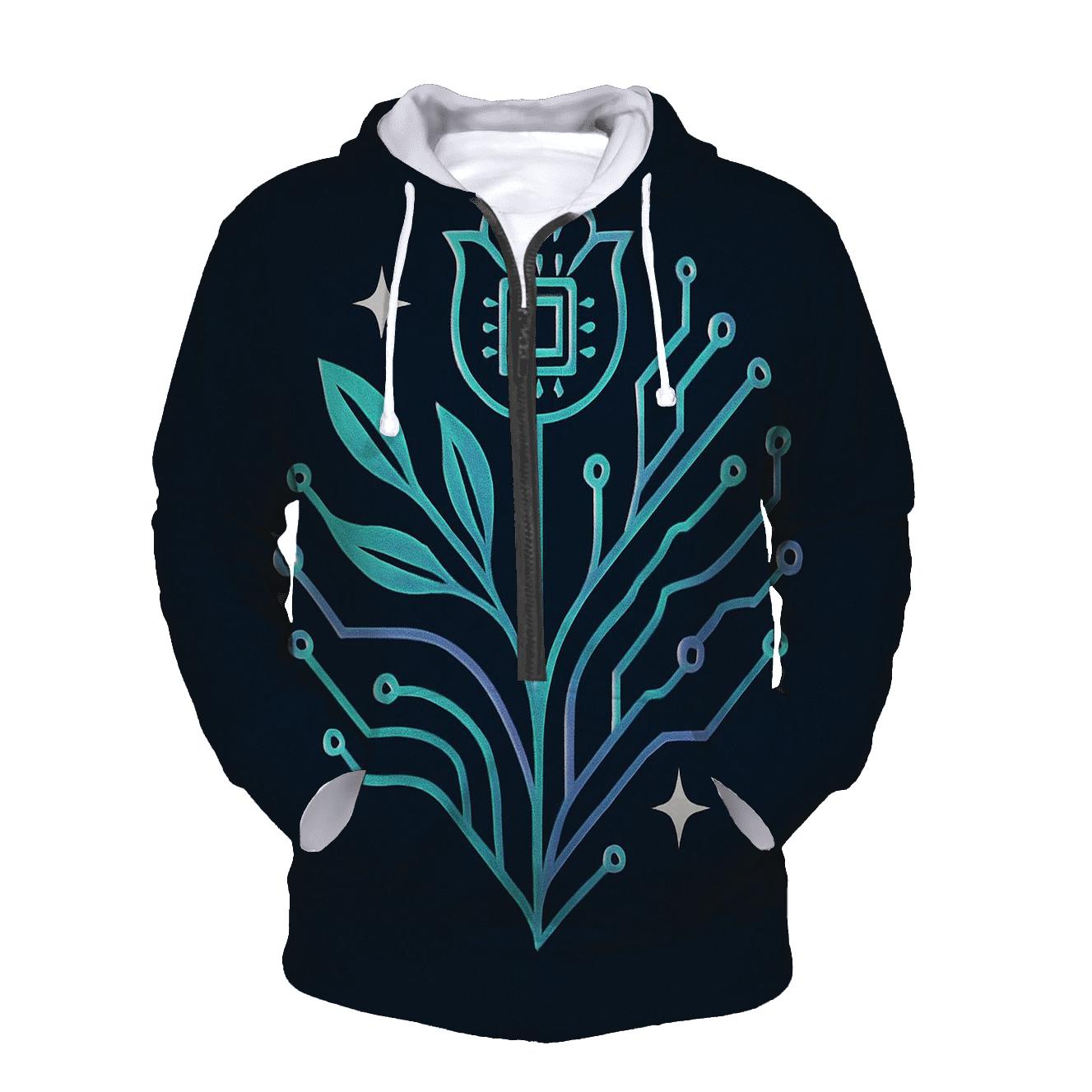 Aurora Circuit Botanical Emblem lightweight hoodies
