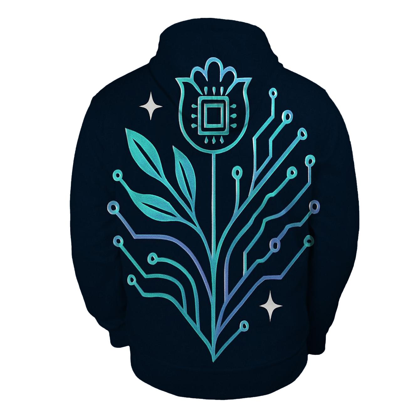 Aurora Circuit Botanical Emblem lightweight hoodies