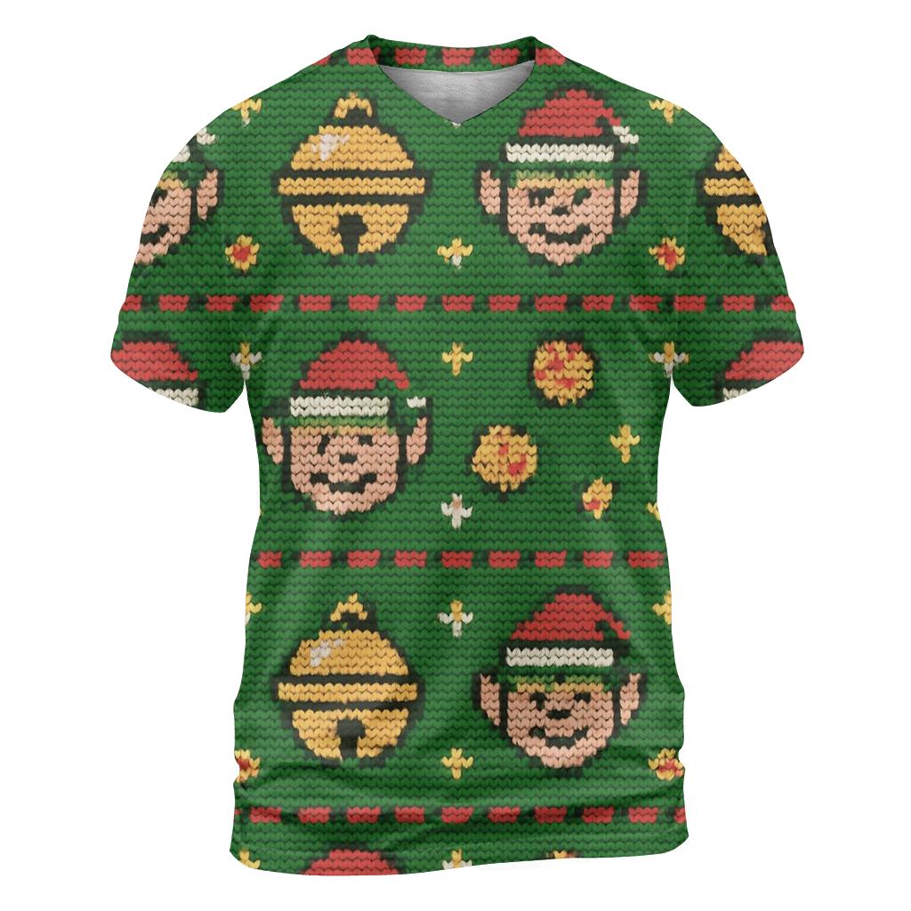 Tacky Elf Mittens Jingle Grid Design custom all-over print shirts