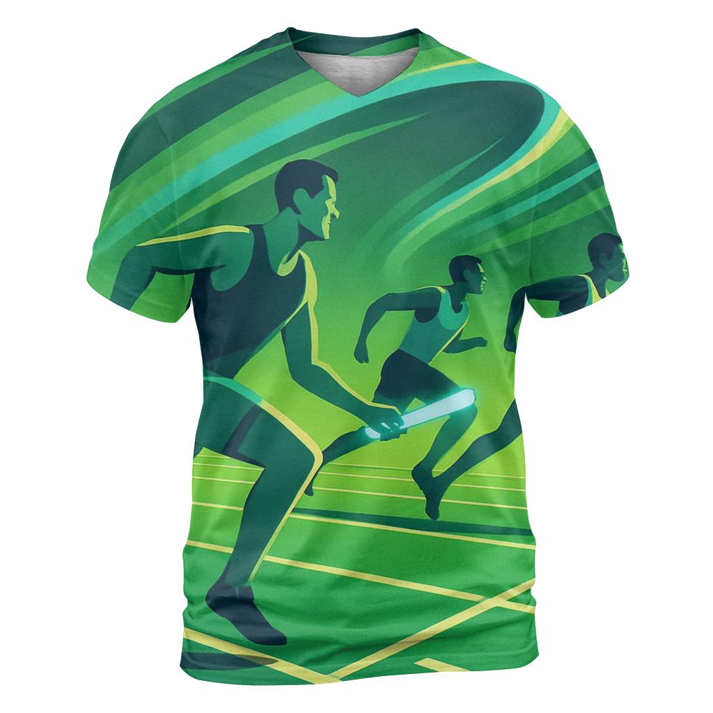 Aurora Sprint Relay vibrant all-over design tees