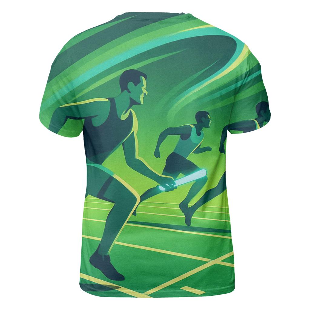 Aurora Sprint Relay vibrant all-over design tees