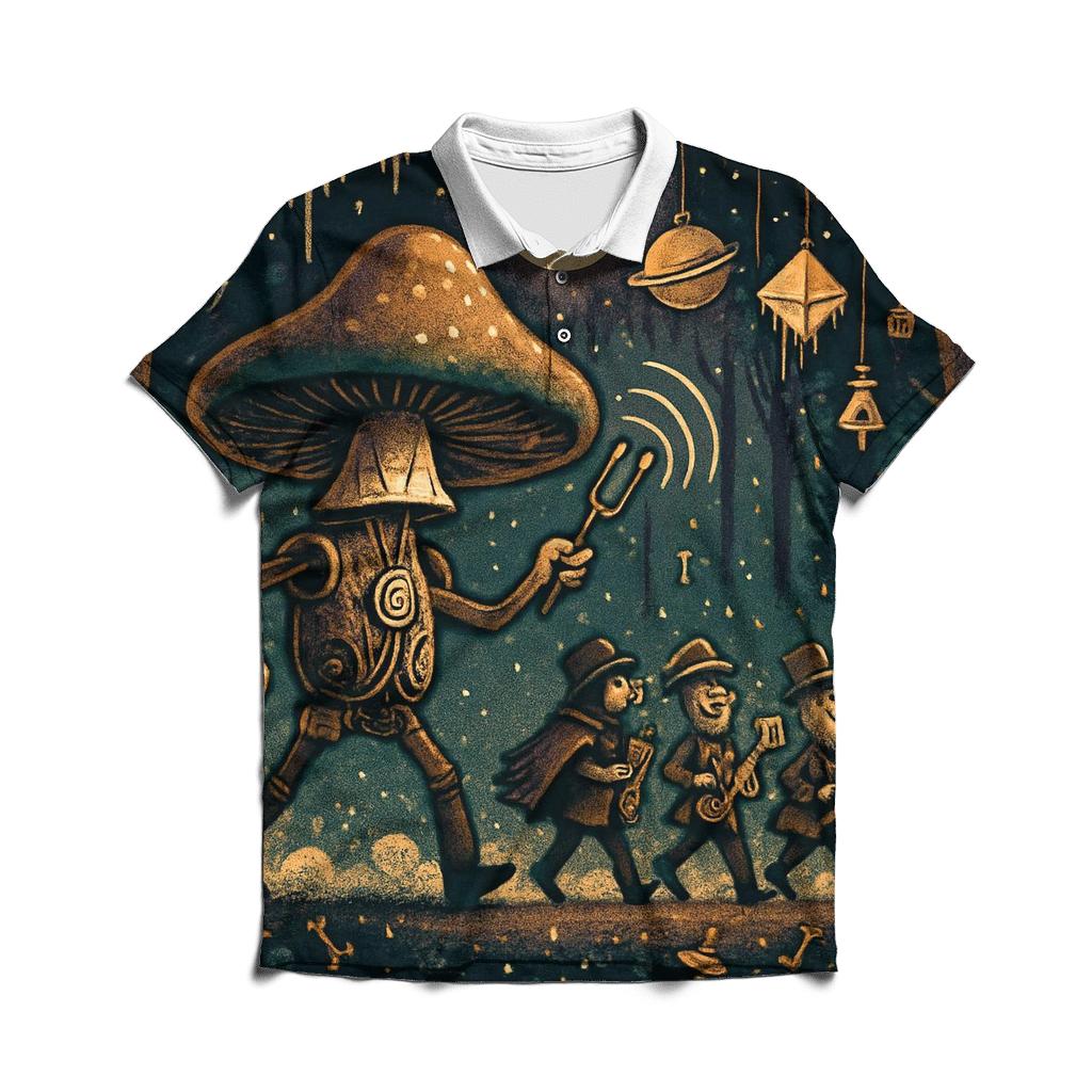 Clockwork Mushroom Parade personalized polo shirts