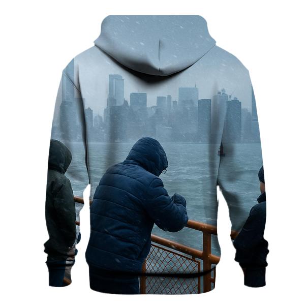 Snow Squall Panorama From The Staten Island Ferry hoodie designs