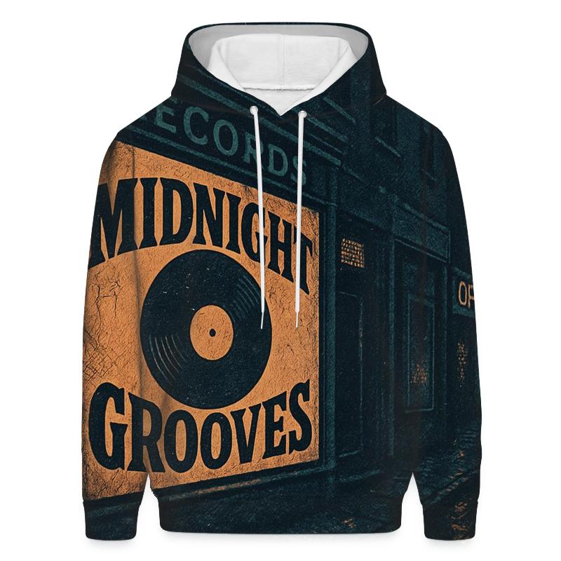 Worn Vinyl Record Shop Night Poster heavyweight hoodies