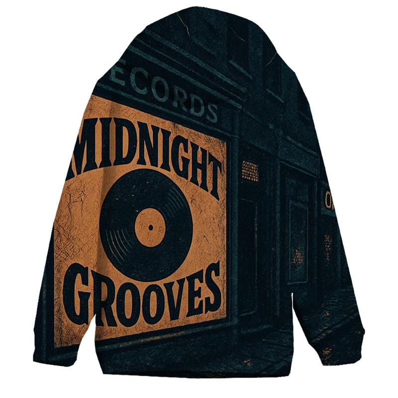 Worn Vinyl Record Shop Night Poster heavyweight hoodies