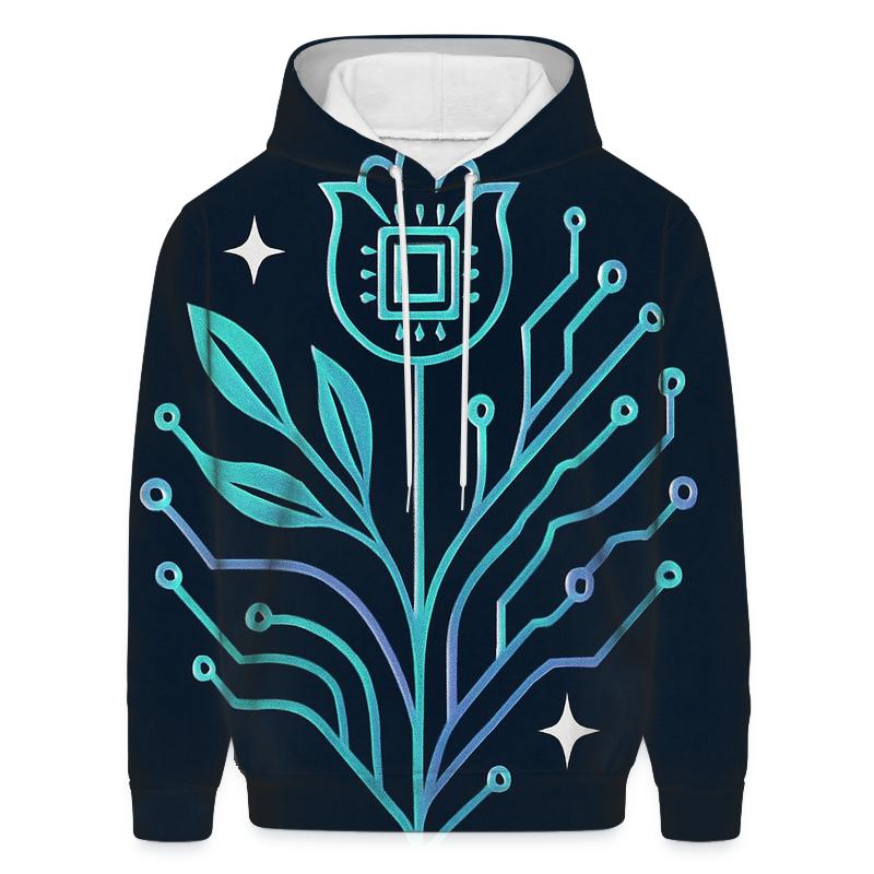Aurora Circuit Botanical Emblem pullover hoodies