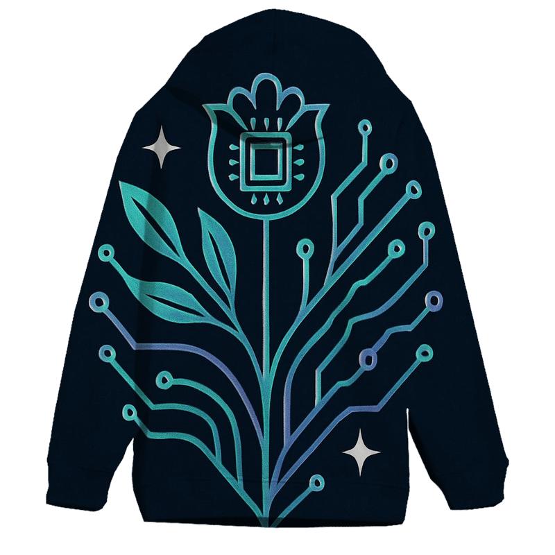 Aurora Circuit Botanical Emblem pullover hoodies