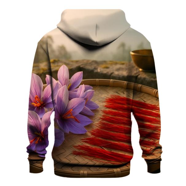 Saffron Crocus Stigmas Drying On A Stone Terrace In Kashmir embroidered hoodies