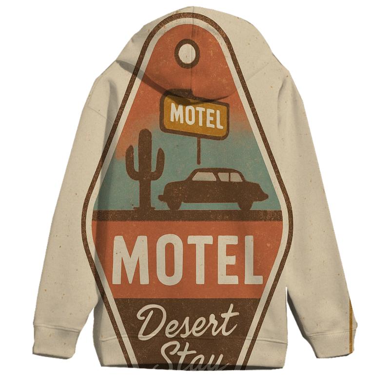 Retro Desert Motel Keychain Badge Design zip-up hoodies