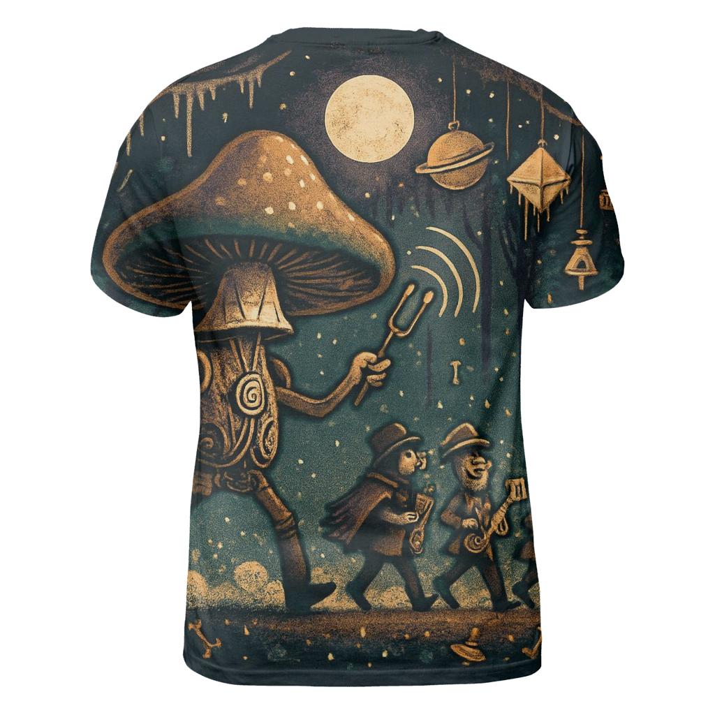 Clockwork Mushroom Parade artistic all-over print tops