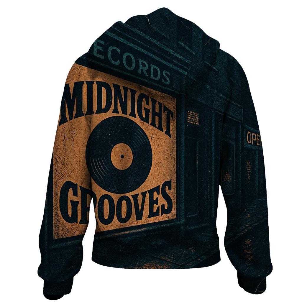 Worn Vinyl Record Shop Night Poster heavyweight hoodies