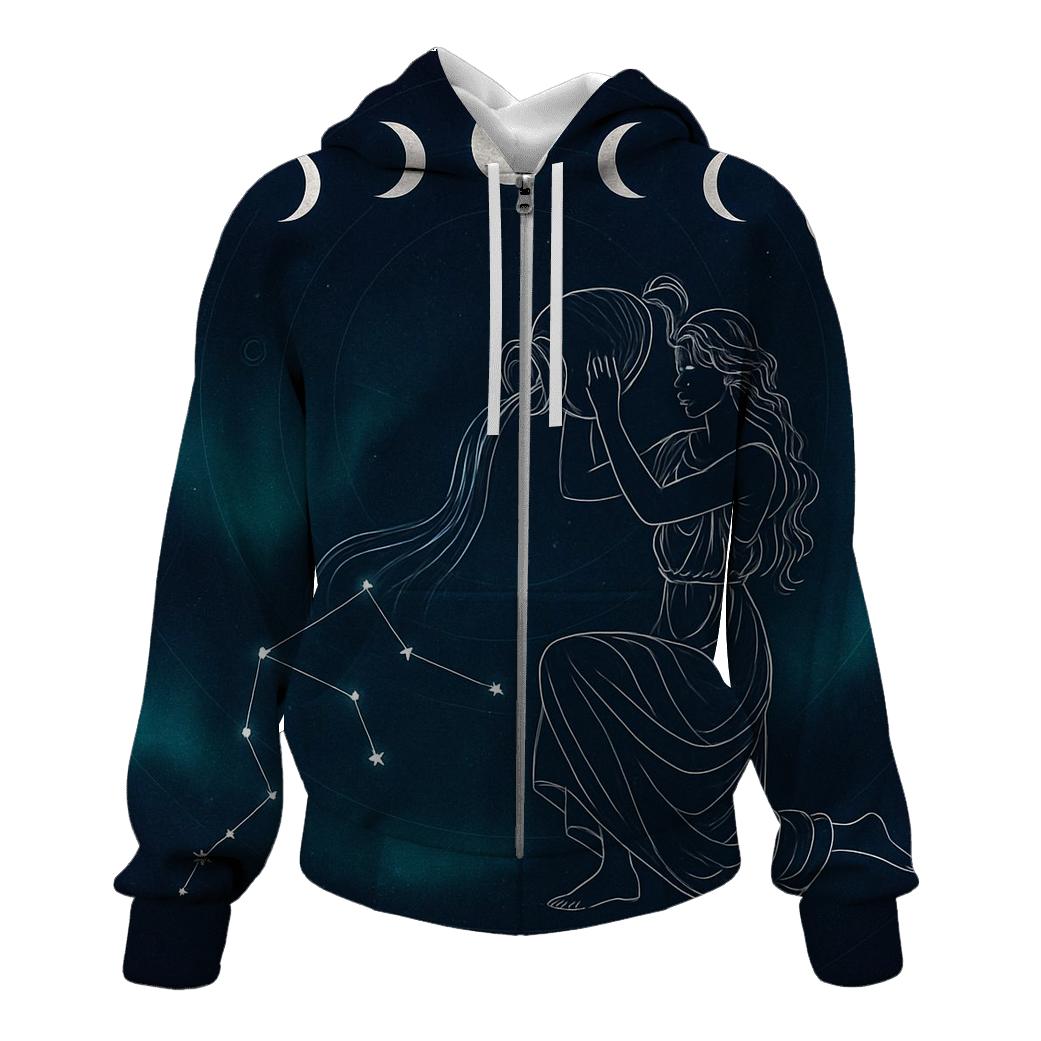 Aquarius Water Bearer Lunar Decan Tapestry lightweight hoodies