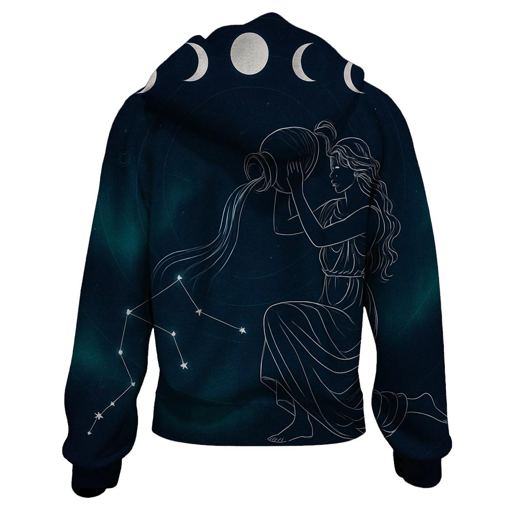 Aquarius Water Bearer Lunar Decan Tapestry lightweight hoodies