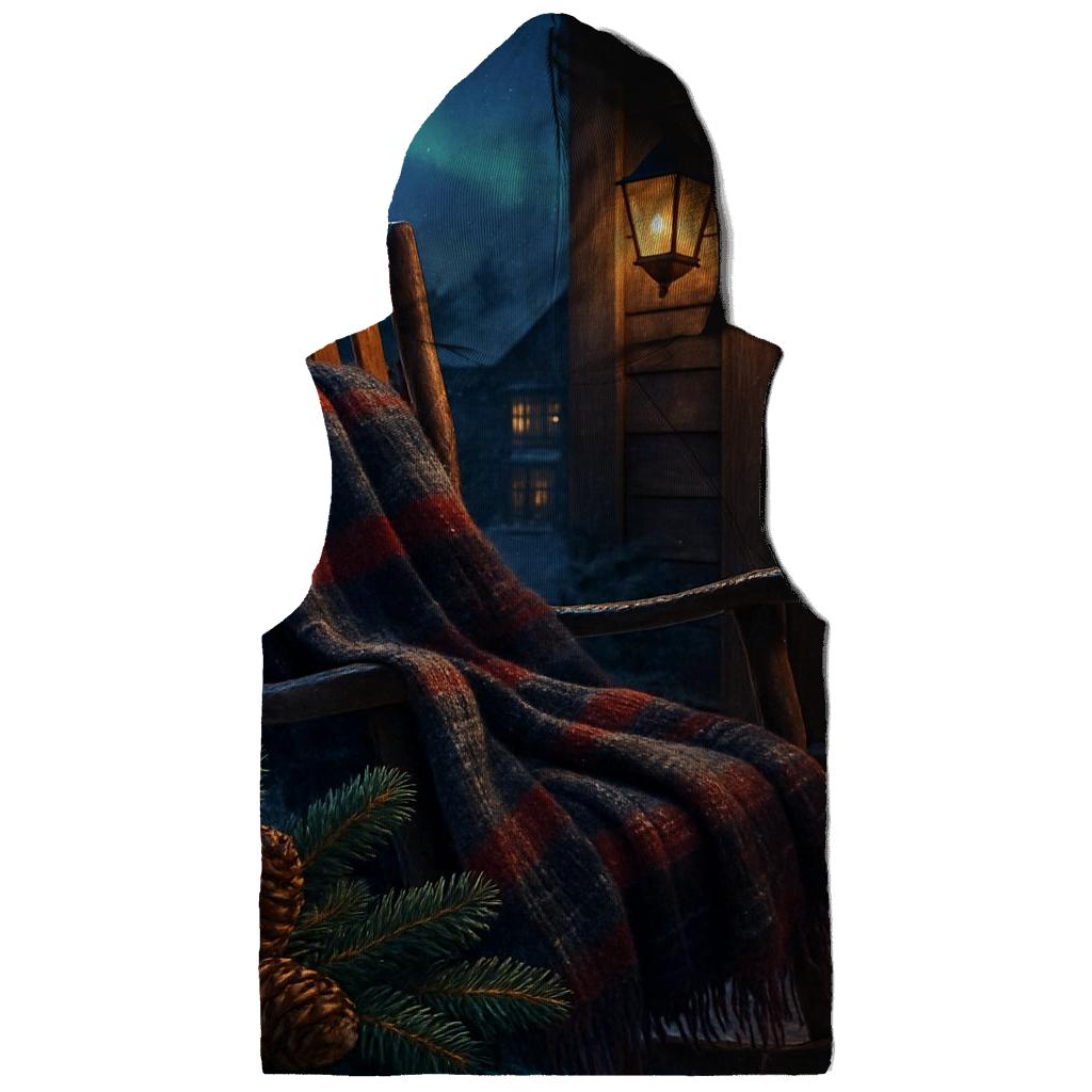 Evergreen Wreaths And Northern Lights Over The Snowy Porch hoodie designs