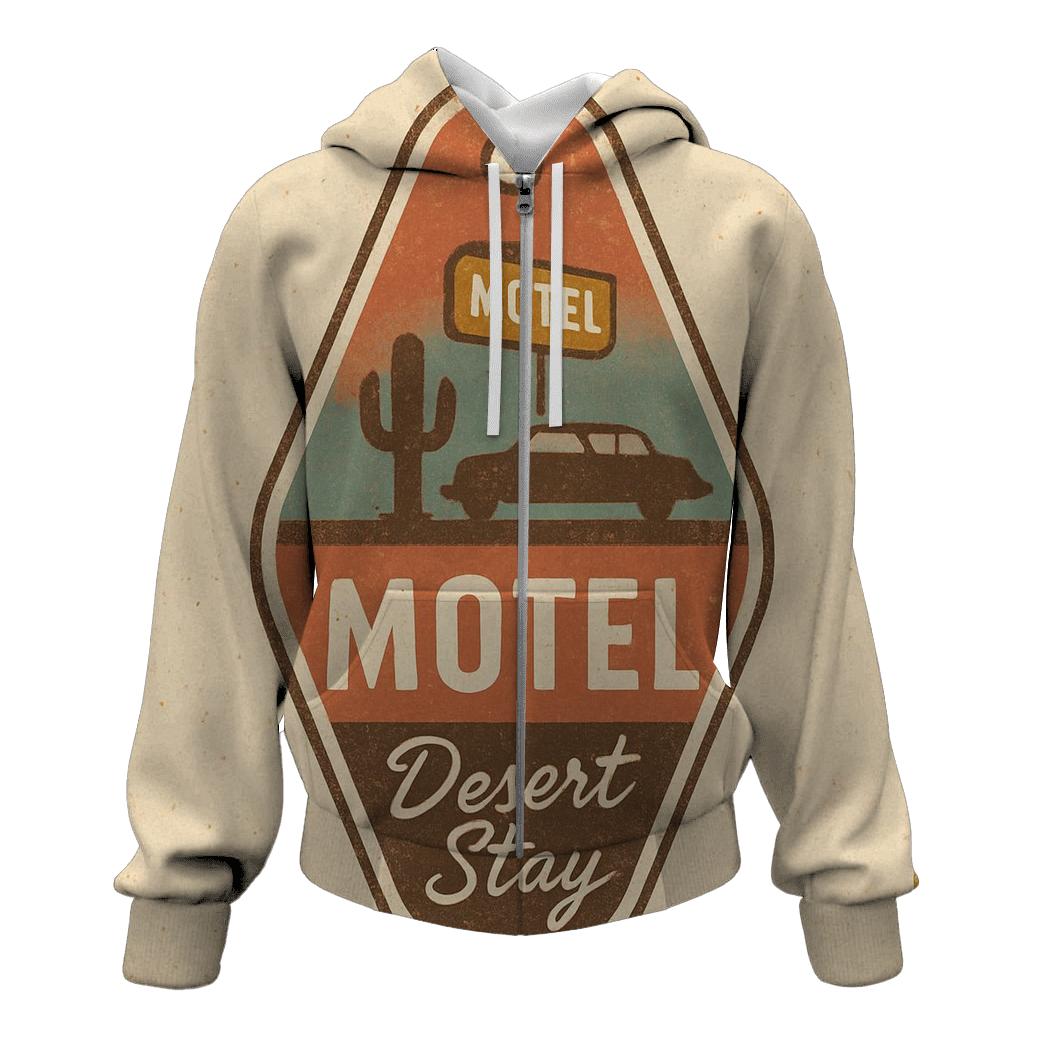 Retro Desert Motel Keychain Badge Design embroidered hoodies