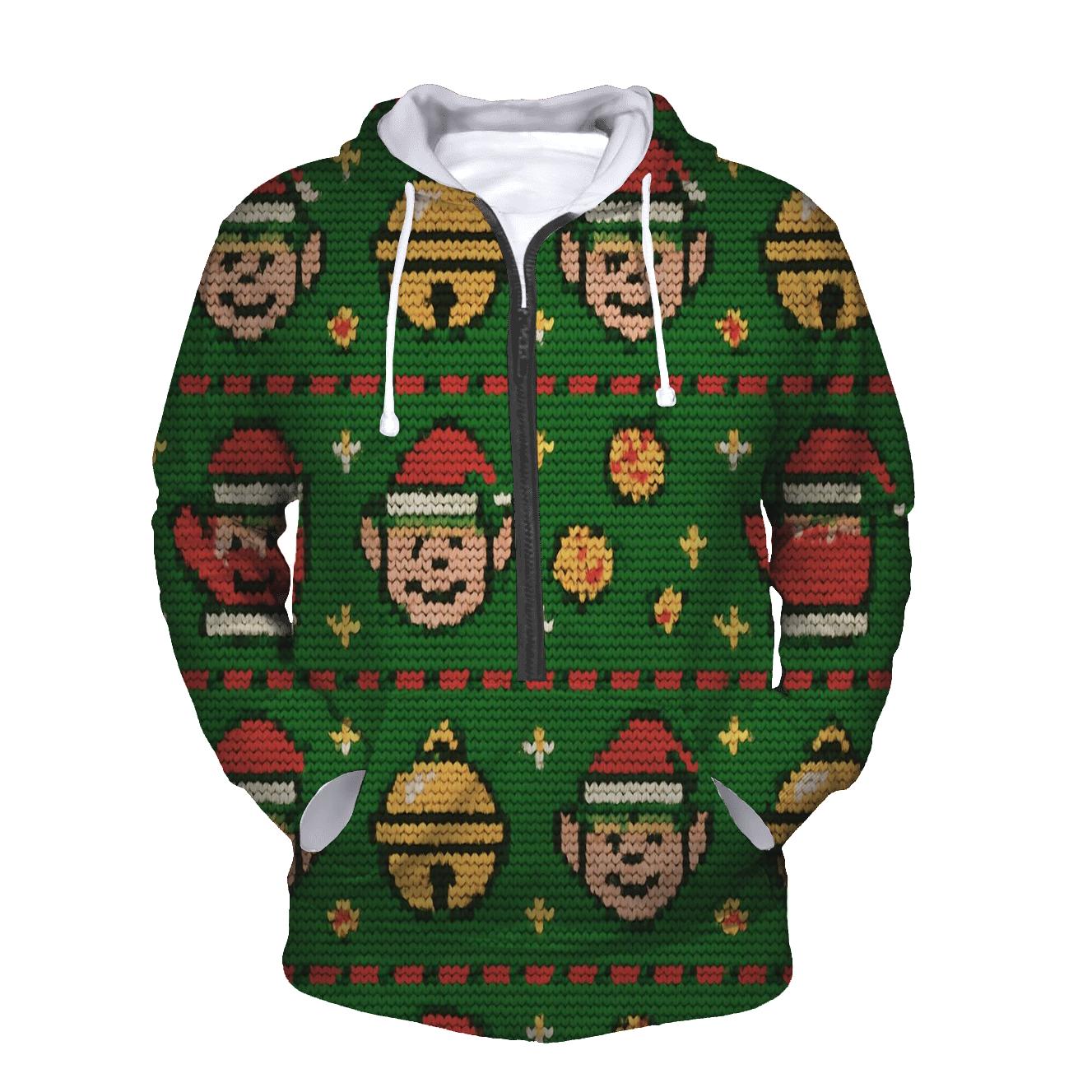 Tacky Elf Mittens Jingle Grid Design heavyweight hoodies