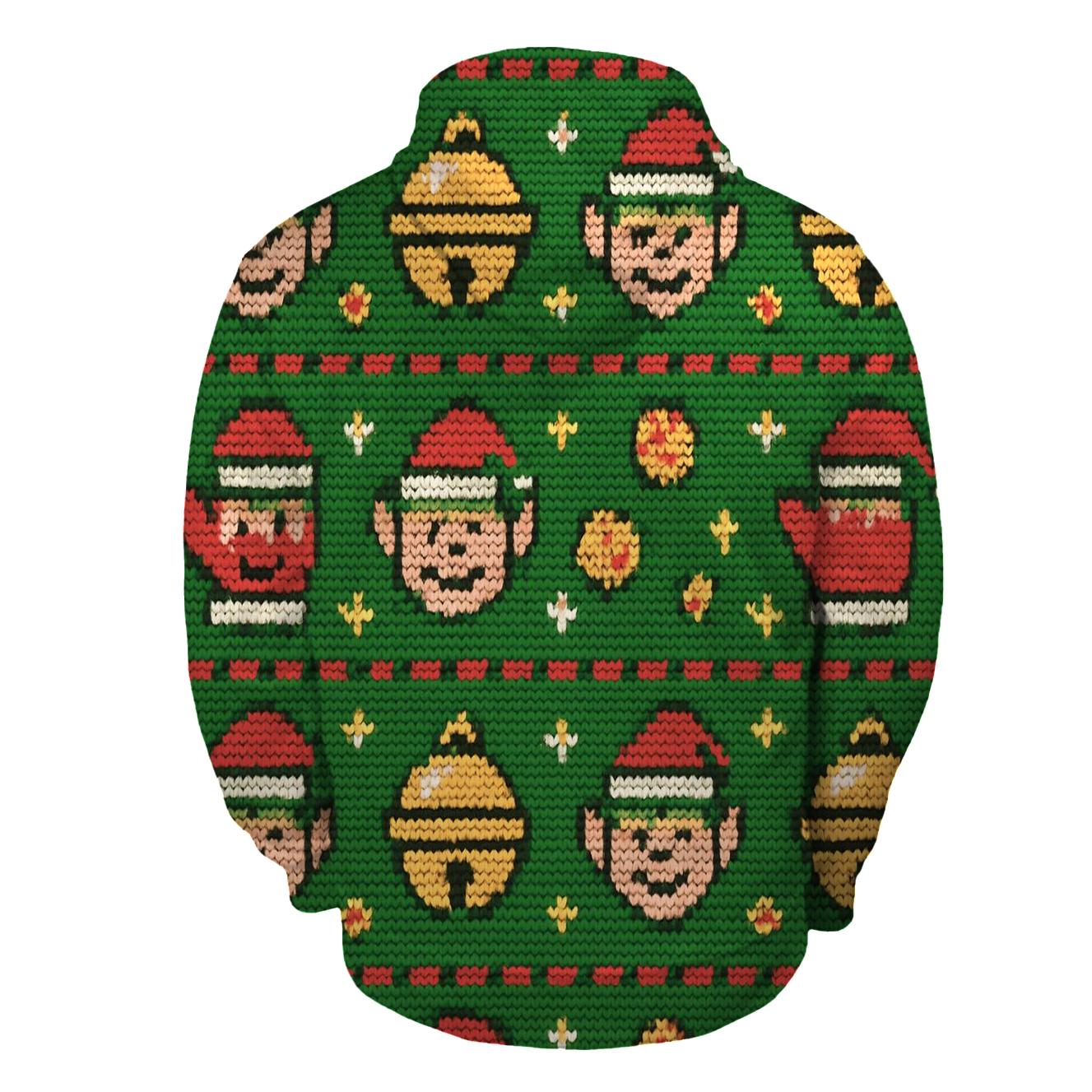 Tacky Elf Mittens Jingle Grid Design heavyweight hoodies
