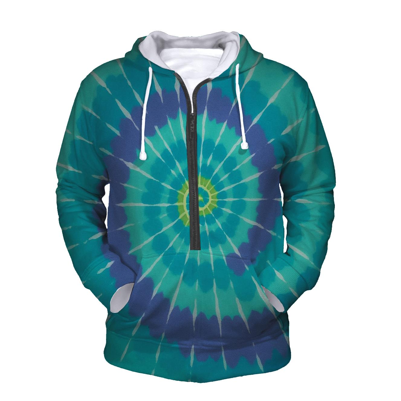 Aurora Spiral Overdye Whorl printed hoodies
