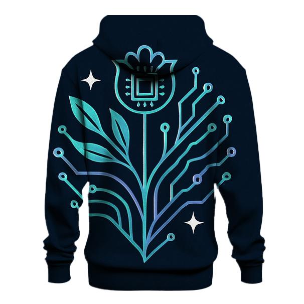 Aurora Circuit Botanical Emblem lightweight hoodies