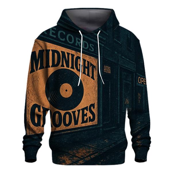 Worn Vinyl Record Shop Night Poster hoodie styles