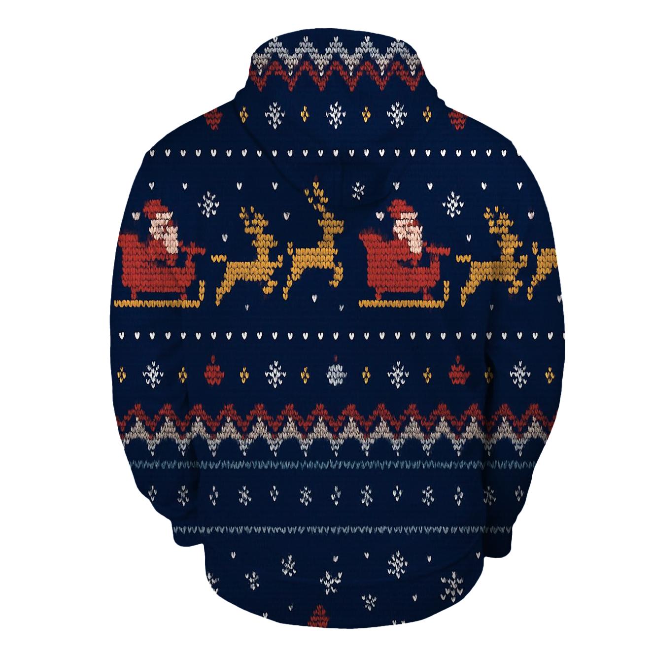 Santa Sleigh Pixel Runway Stripe Design hoodie trends