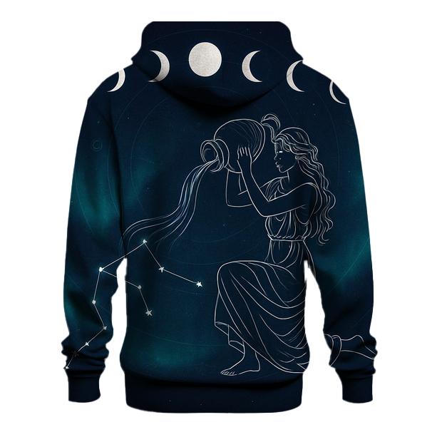 Aquarius Water Bearer Lunar Decan Tapestry embroidered hoodies