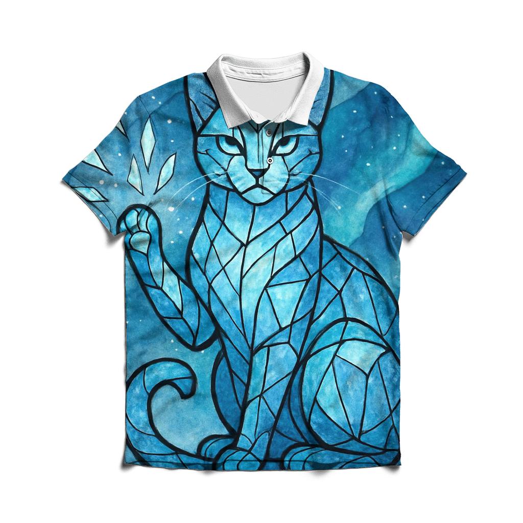 Aurora Glass Guardian Cat embroidered polo tops