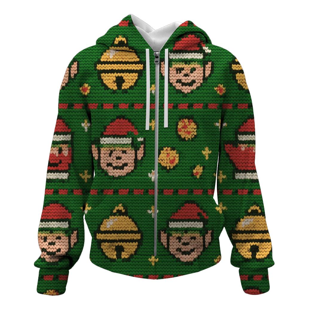 Tacky Elf Mittens Jingle Grid Design premium hoodies