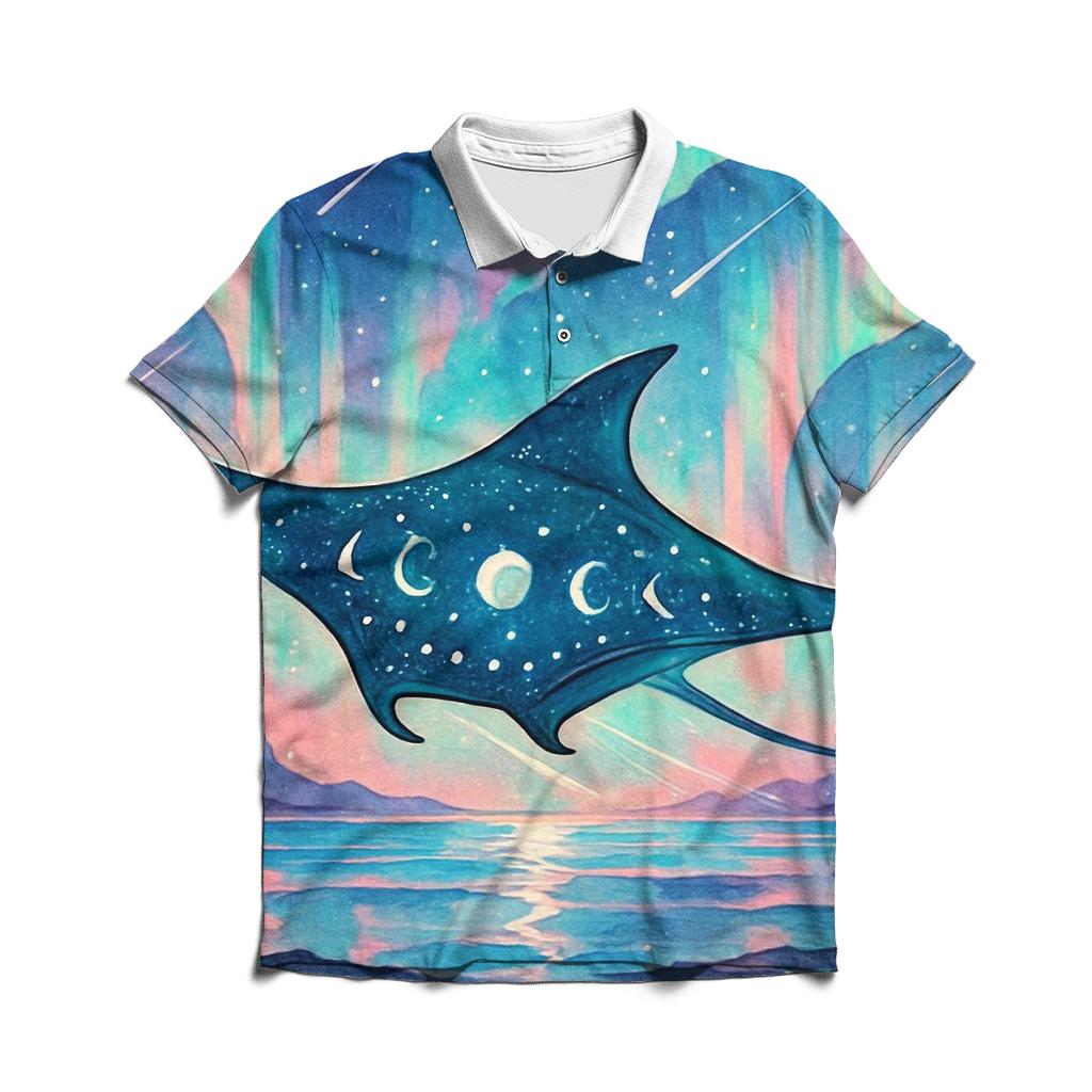 Aurora Cathedral Over The Rift Sea custom polo shirts