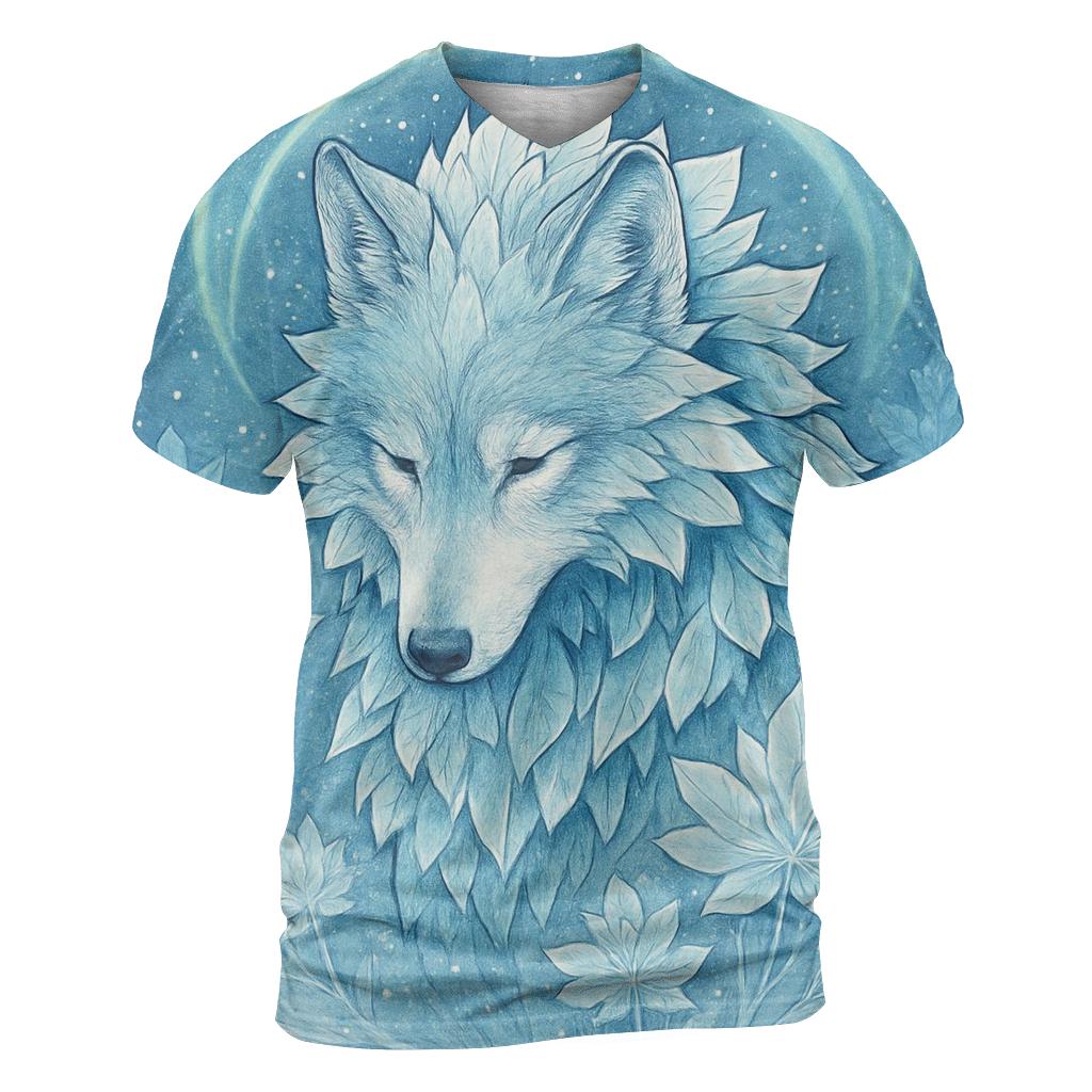 Frost Bloom Sentinel Wolf creative print fashion shirts